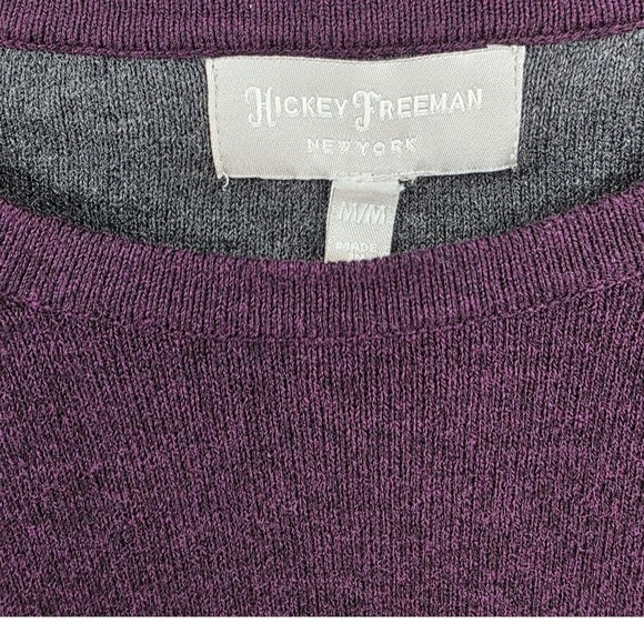 Hickey Freeman Mens M Purple Cotton Cashmere Blend Pullover Sweater - Picture 3 of 10